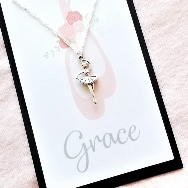 Personalized Ballet Recital Gift, Ballerina Necklace, Dance Recital Gift, Dance Necklace, Ballerina Jewelry, Girls Necklace, Silver Necklace