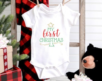Baby's First Christmas Bodysuit, Holiday Outfit, Surprise Reveal