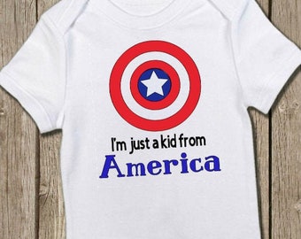 4th of July Bodysuit, Captain America Baby, Graphic Baby Tee, America Shirt, Independence Day, Pregnancy Announce, Baby Gift