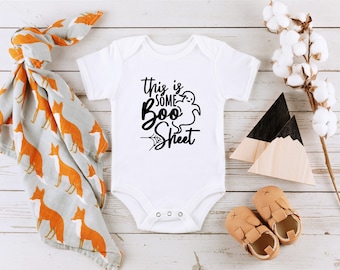Ghost Halloween Baby Bodysuit: "Some Boo Sheet" First Halloween Outfit