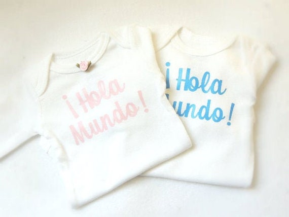Hola Mundo Bodysuit Hello World Spanish Newborn Baby Body Etsy