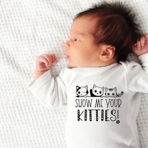 Show Me Your Kitties Cat Lover Bodysuit voor Baby Girl of Baby Boy, Kitten Surprise Zwangerschap Aankondiging of Gender Reveal, Cake Smash