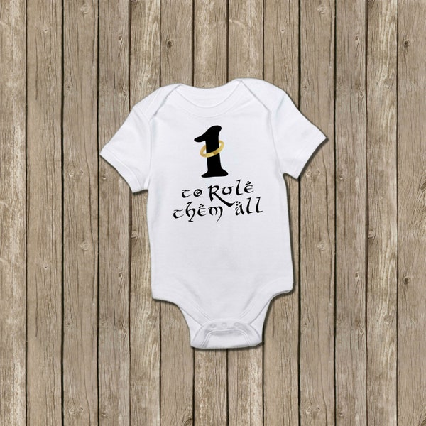 First Birthday Bodysuit, Baby Gift for Lord of the Rings Fan, Birthday Outfit, Cake Smash, One Ring to Rule Them All, Birthday Gift