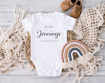 Surname Pregnancy Announcement Bodysuit: Grandparent Reveal