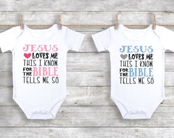 Christian Baby Bodysuit: Jesus Loves Me, Baptism Gift