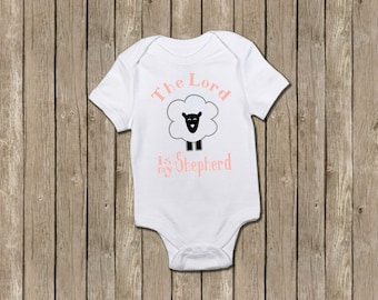 Psalm 23 Baby Bodysuit: Christian Baptism Gift with Sheep