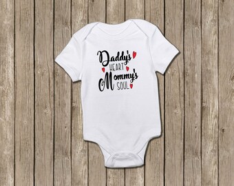 Daddy's Heart Mommy's Soul Baby Bodysuit, Valentine's Day Gift