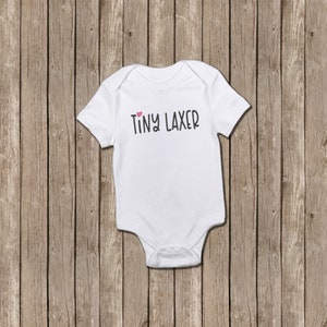 Tiny Laxer Lacrosse Bodysuit for Baby Boys or Baby Girls, Lacrosse Baby Clothing, LAX Baby Shower Gift, LAX Baby Stuff, Surprise Baby Reveal