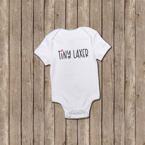 Tiny Laxer Lacrosse Bodysuit for Baby Boys or Baby Girls, Lacrosse Baby Clothing, LAX Baby Shower Gift, LAX Baby Stuff, Surprise Baby Reveal