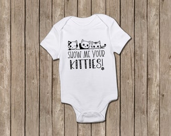 Show Me Your Kitties Cat Lover Bodysuit for Baby Girl or Baby Boy, Kitten Surprise Pregnancy Announcement or Gender Reveal, Cake Smash