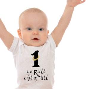 First Birthday Bodysuit, Baby Gift for Lord of the Rings Fan, Birthday Outfit, Cake Smash, One Ring to Rule Them All, Birthday Gift image 3