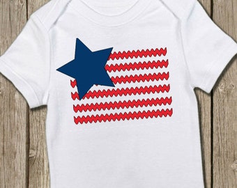 4th of July Baby Bodysuit: American Flag, Independence Day