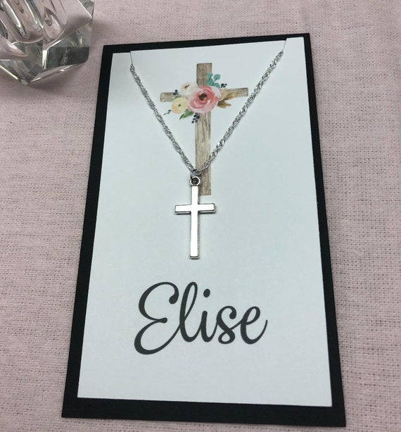 Personalized cross sale necklace girl