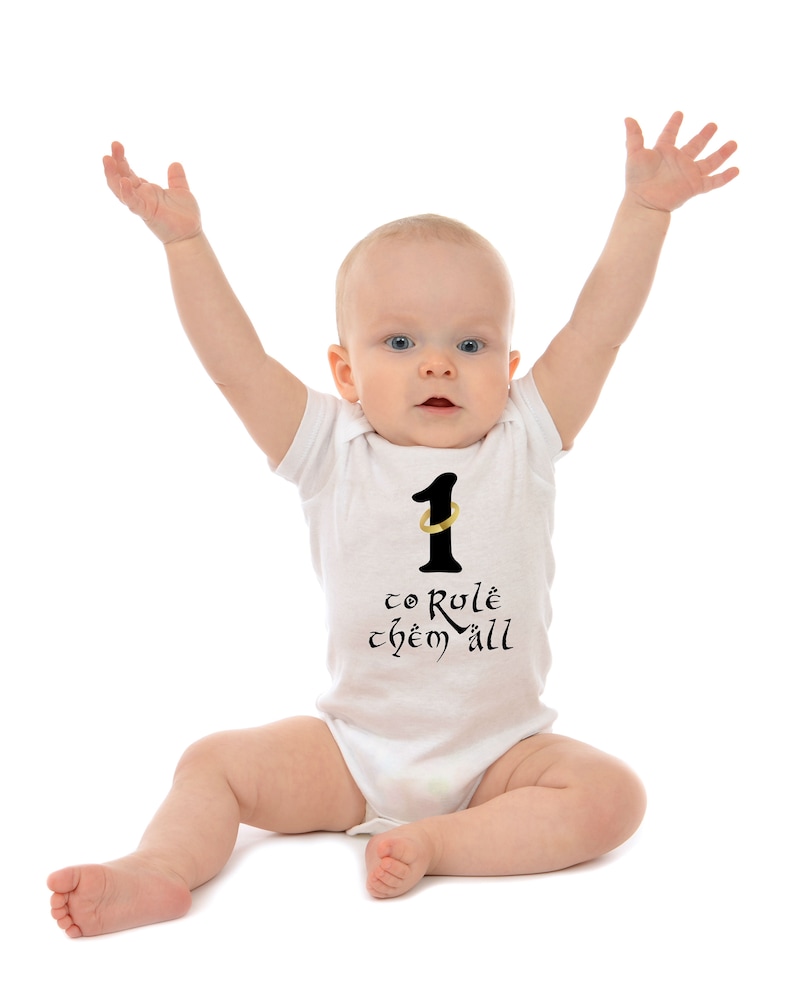 First Birthday Bodysuit, Baby Gift for Lord of the Rings Fan, Birthday Outfit, Cake Smash, One Ring to Rule Them All, Birthday Gift image 2