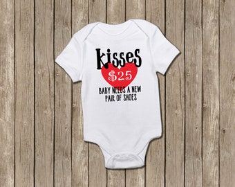 Valentines Day Baby Bodysuit: Kisses 25 Cent, Photo Prop