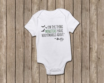 Buffy Bodysuit, Halloween, Vampire, Slayer, Monster, Pregnancy Reveal, Baby Shower Gift, New Baby Gift, Newborn Gift, Cake Smash Shirt