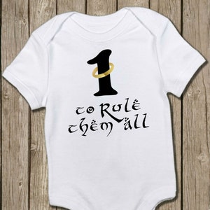 First Birthday Bodysuit, Baby Gift for Lord of the Rings Fan, Birthday Outfit, Cake Smash, One Ring to Rule Them All, Birthday Gift image 4