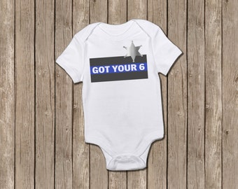 Police Officer Baby Bodysuit: "Got Your Six" Thin Blue Line Outfit