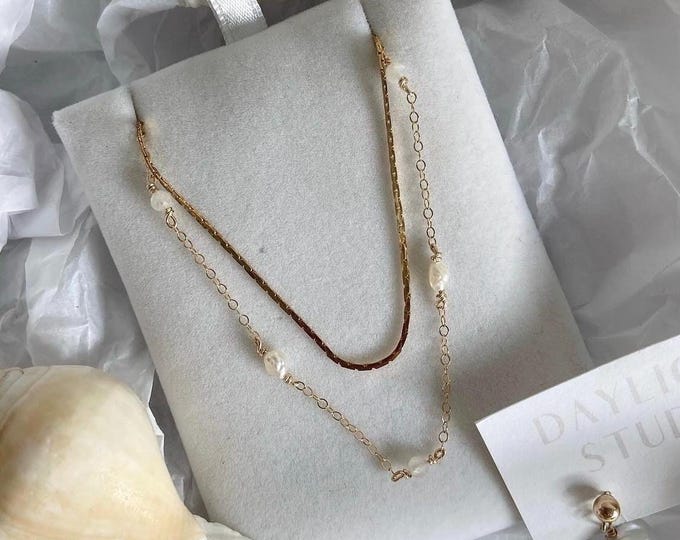 Breakfast at Tiffany’s Necklace • moonstone & pearl