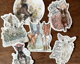 Goat Stickers | Vinyl | sticker collection | 3 inch stickers | Gift under 10 | watercolor sticker for water bottles & laptops | trendy gift