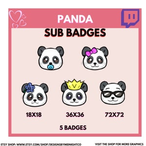 Cute Panda Badges | Bear Sub Badges | | Twitch Sub Badges | Bit Badges | Streamer Emotes | Loyalty Badges | Kawaii Bear Badges