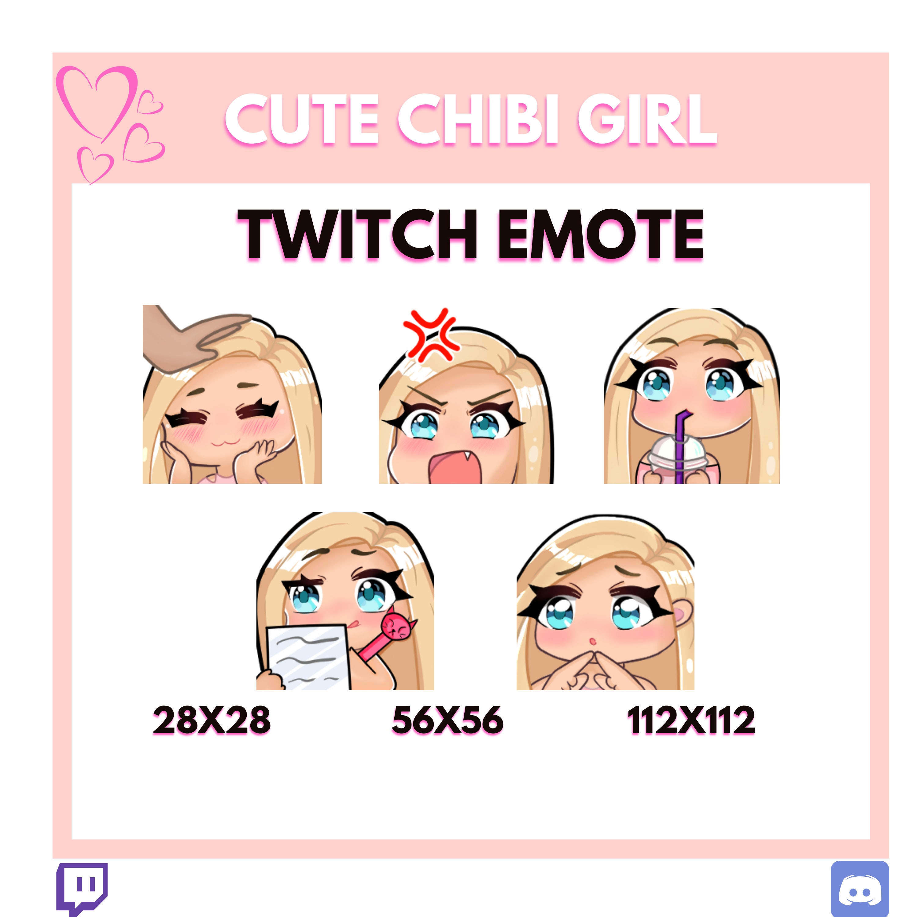 Twitch Blonde hair chibi girl emotes / Blue eyes Girl chibi -  Portugal