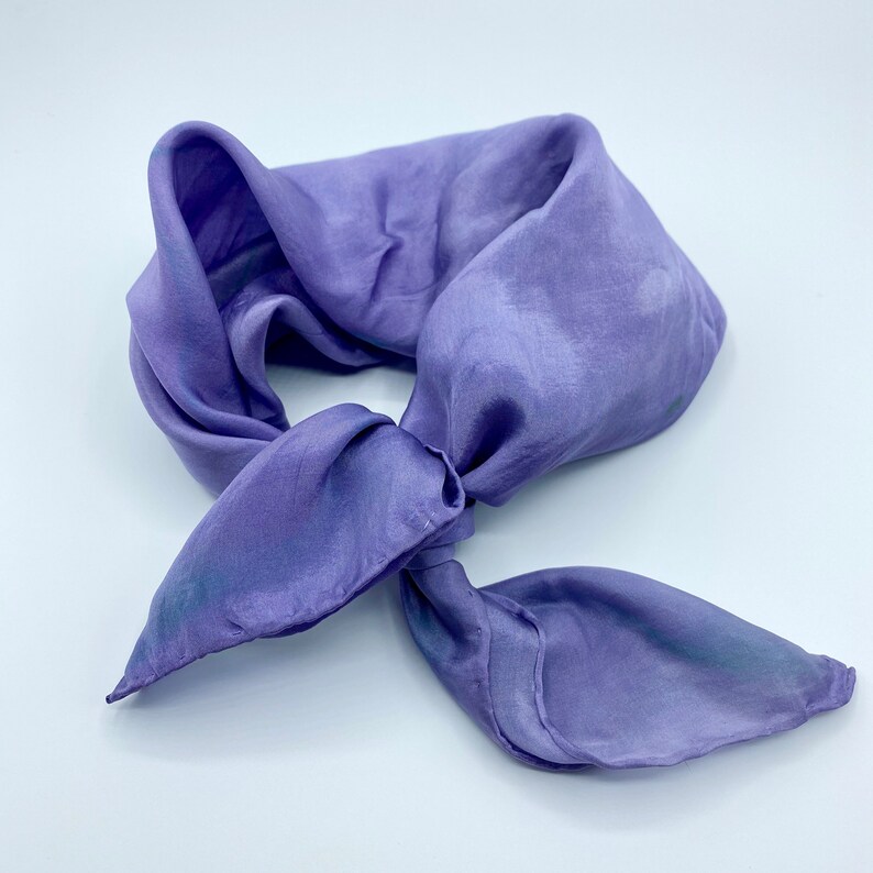 botanically dyed purple silk scarf Plant dyed silk bandana scarf square scarf