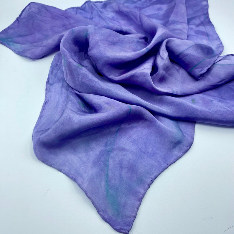 botanically dyed purple silk scarf Plant dyed silk bandana scarf square scarf