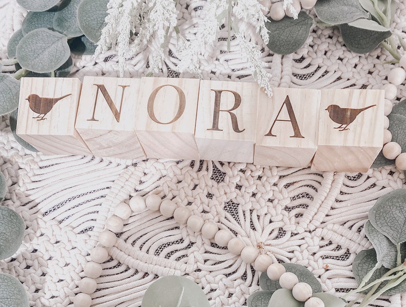 Personalized Wooden Name Blocks Personalized Pregnancy Name Announcement Blocks Baby Shower Gift Social Media Photo Prop Custom Nursery image 3