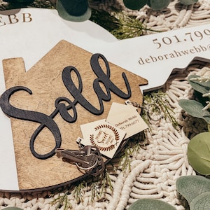 Personalized Realtor Sold Key Sign: Closing Day Photo Prop