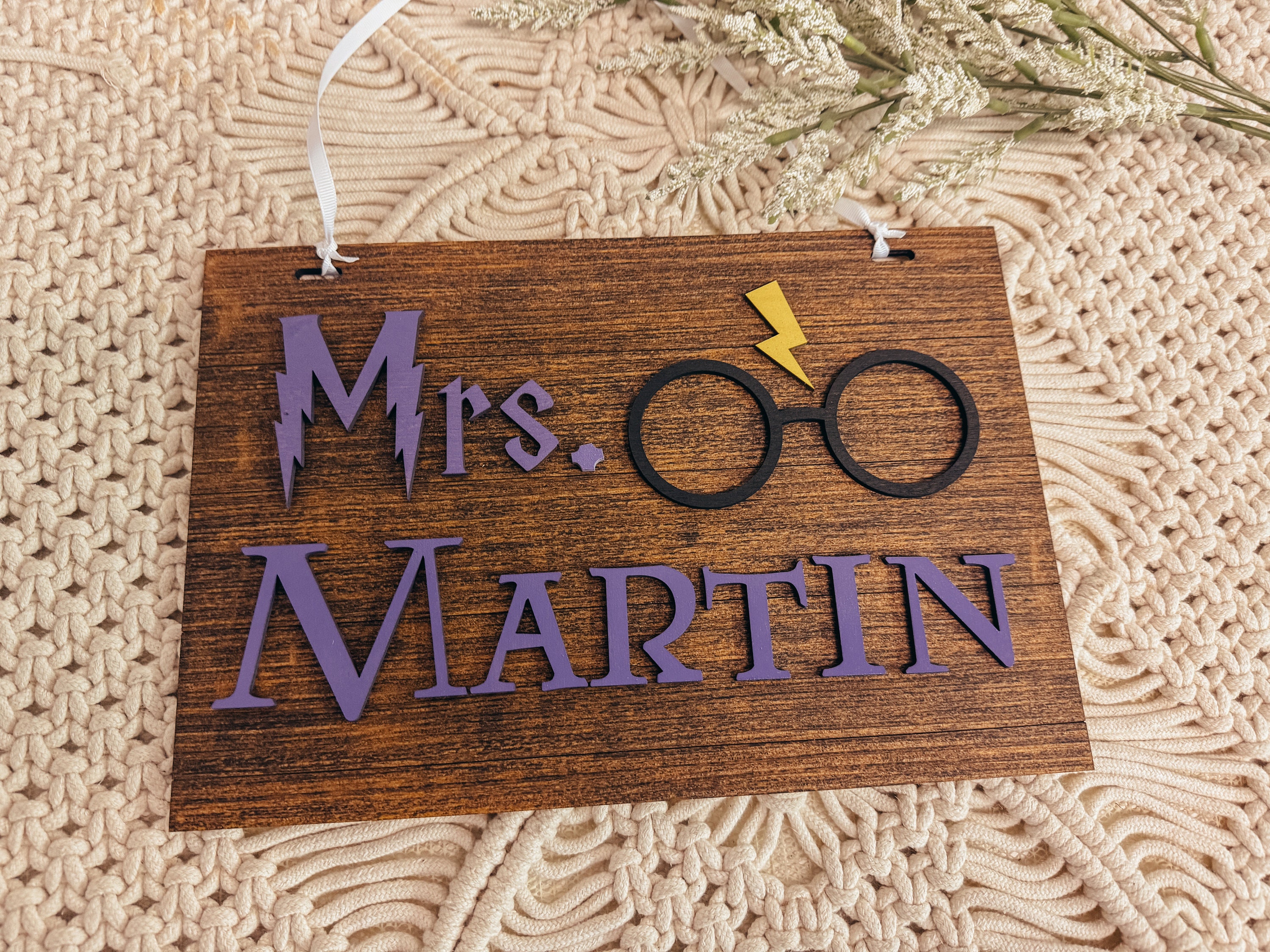 Personalized Wizard Teacher Door Sign: Walnut Wood, 3D Décor - Etsy