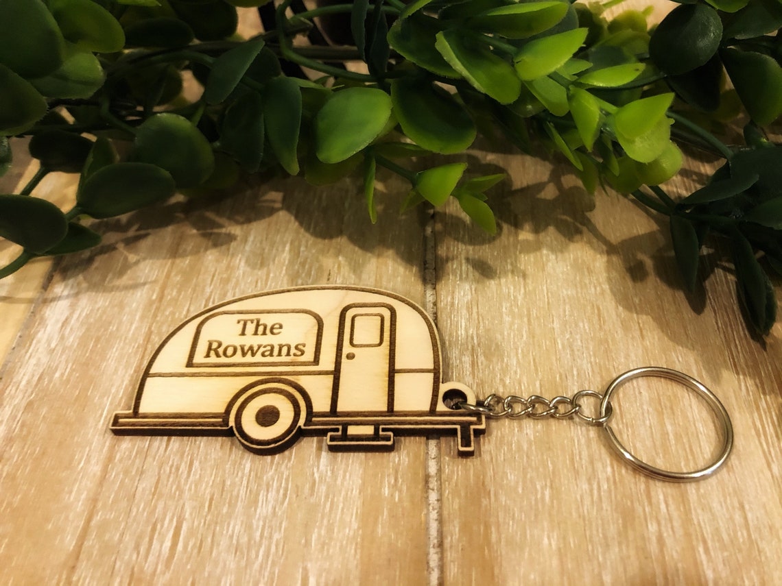 Personalized Wooden Camper Keychain Etsy
