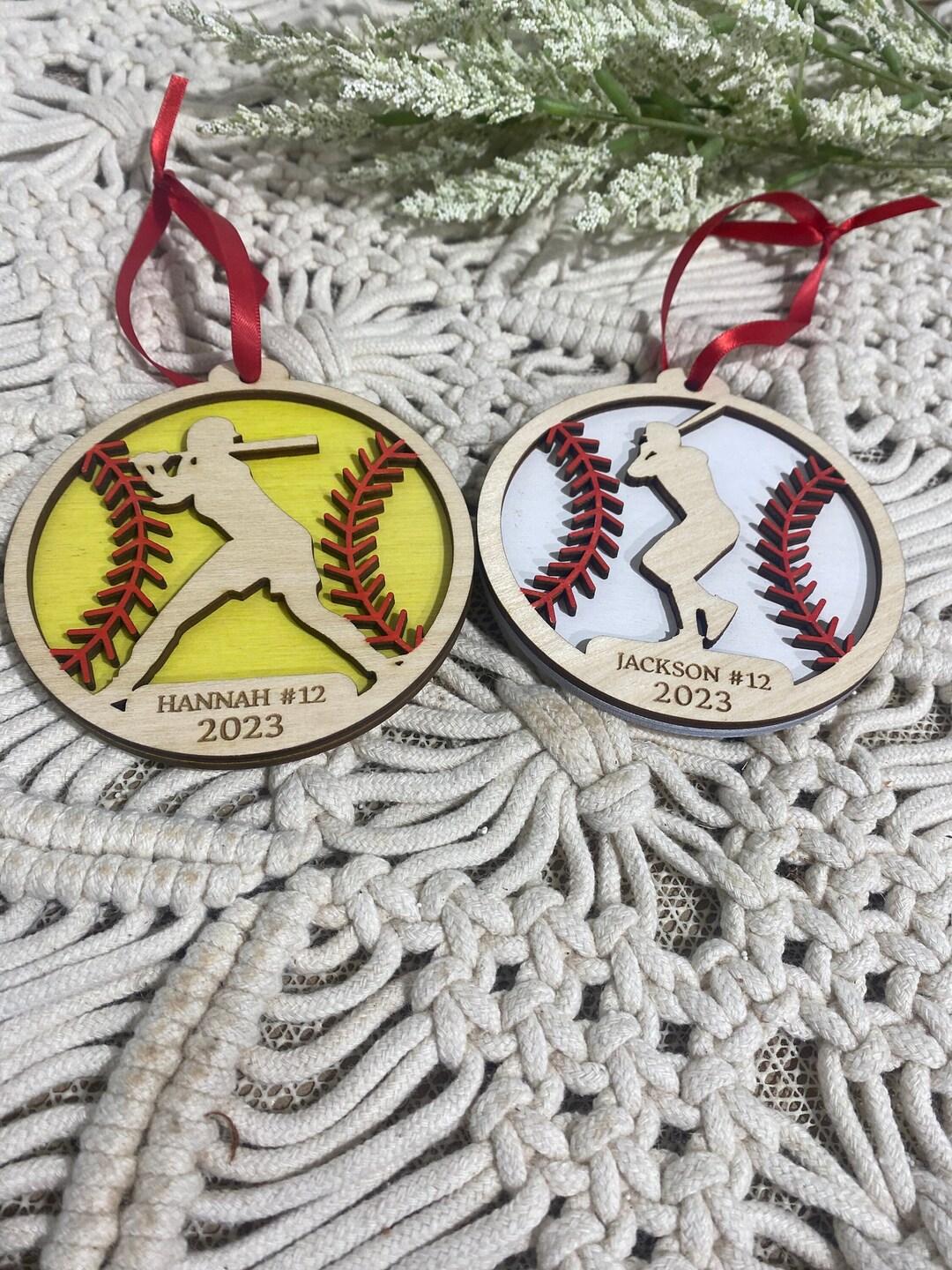 Personalized Softball Ornament Personalized Baseball Gift Team Ornament