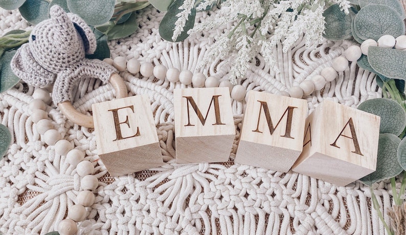 Personalized Wooden Name Blocks Personalized Pregnancy Name Announcement Blocks Baby Shower Gift Social Media Photo Prop Custom Nursery image 4