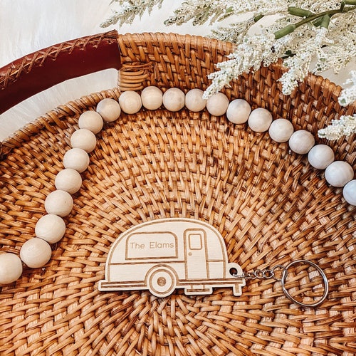 Personalized Wooden Family Camper Keychain Etsy