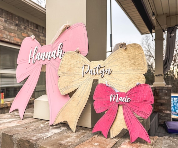 Personalized Wooden Bow Name Sign: Baby Girl Nursery Decor