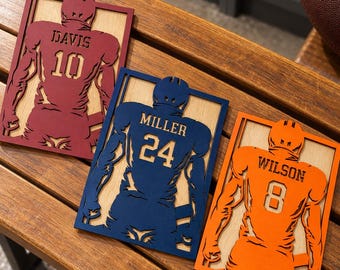 Personalized Football Team Plaque: 3D Wooden Senior Night Gift