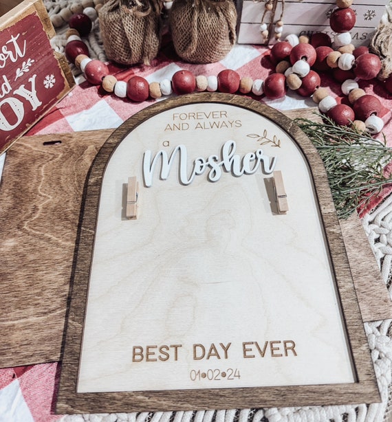 Personalized Adoption Frame: Walnut Stained Family Name Sign