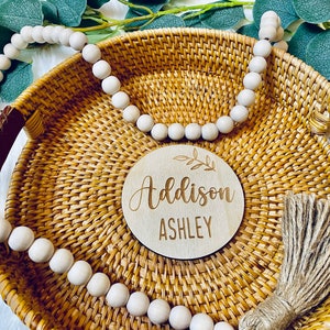 Personalized Wooden Baby Name Disc