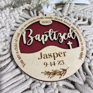 Personalized Wooden 3D Baptism Ornament | Christmas 2023| 2023 Keepsake | Custom Baptism Gift | Christening Gift for kids |Dedication Gift |