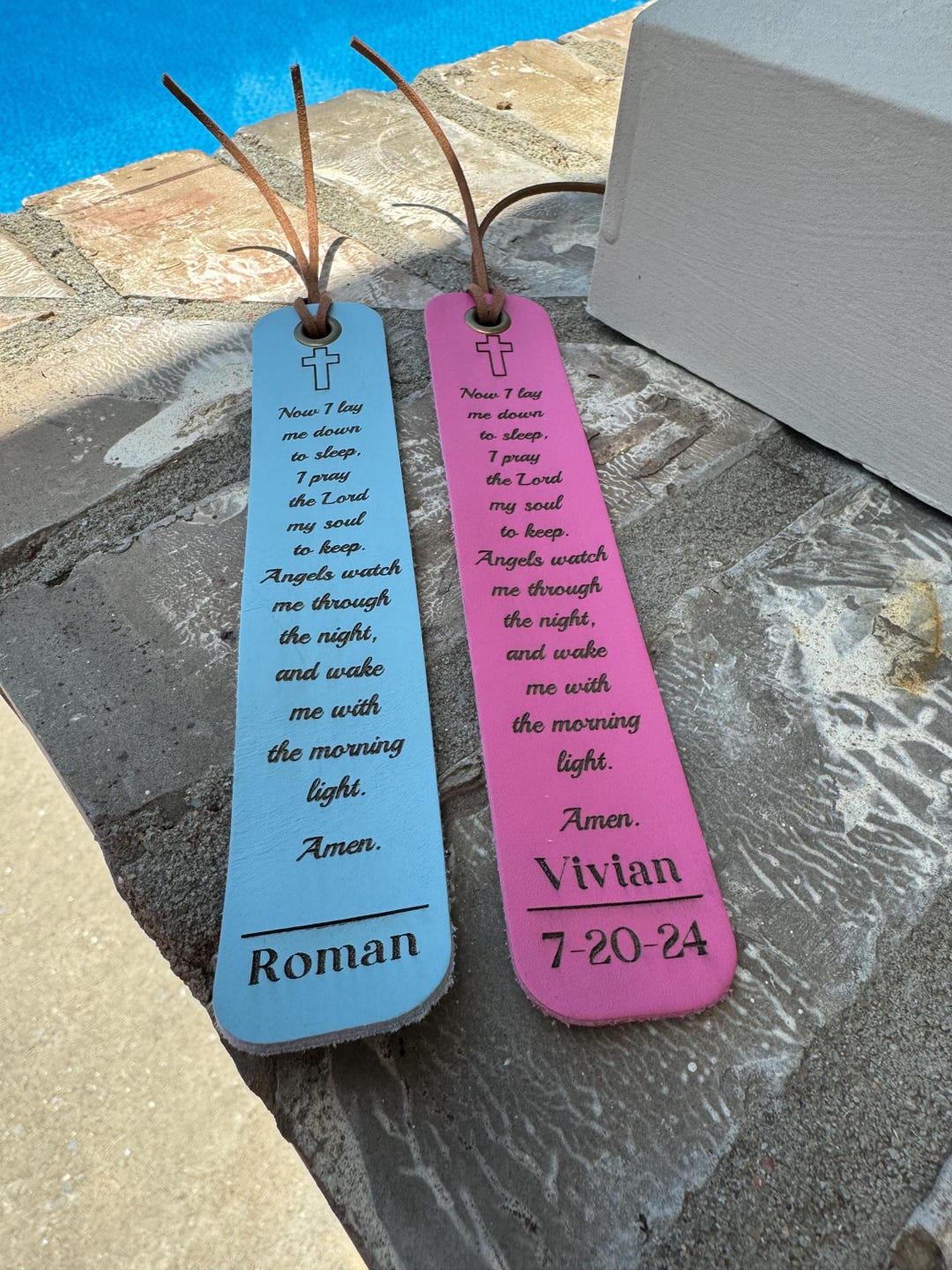 Personalized Leather Sleep Prayer Bookmark: Custom Baby Dedication Gift ...