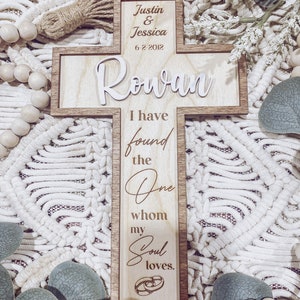 Personalized Wedding Cross: Boho Wedding Decor, Custom Names & Date