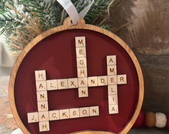 Personalized Scrabble Family Ornament: 2025 Christmas Keepsake