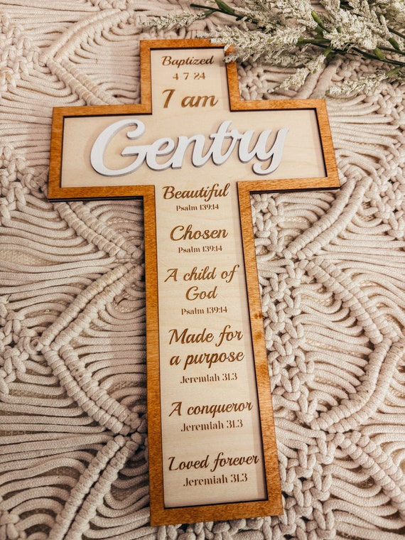 Personalized Confirmation Gift| Custom Baptism Gift Christening Gift for  kids Dedication Gift I Am Bible Verse Cross