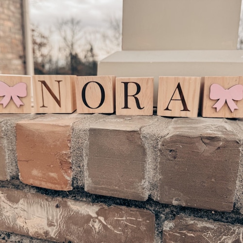 Personalized Wooden Name Blocks: Baby Announcement Photo Prop