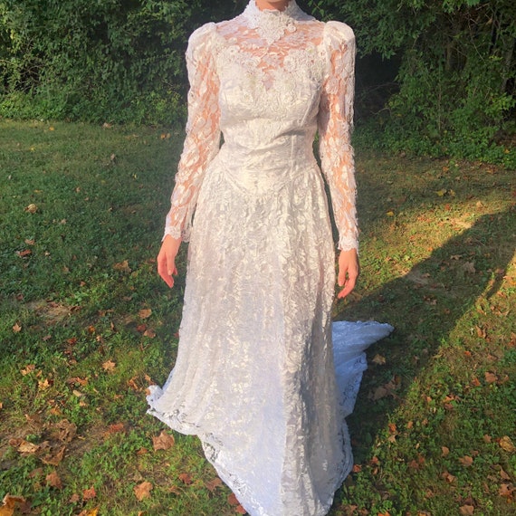 Vintage Ilgwu 70s Lace Wedding Dress Etsy