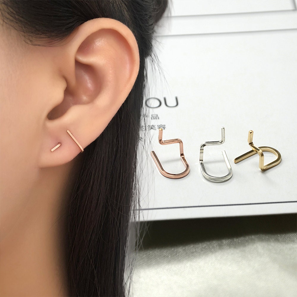 14k Gold filled and 14k Rose Gold filled Simple minimal Gifts for her Minimalist style Horseshoe earrings in Sterling Silver