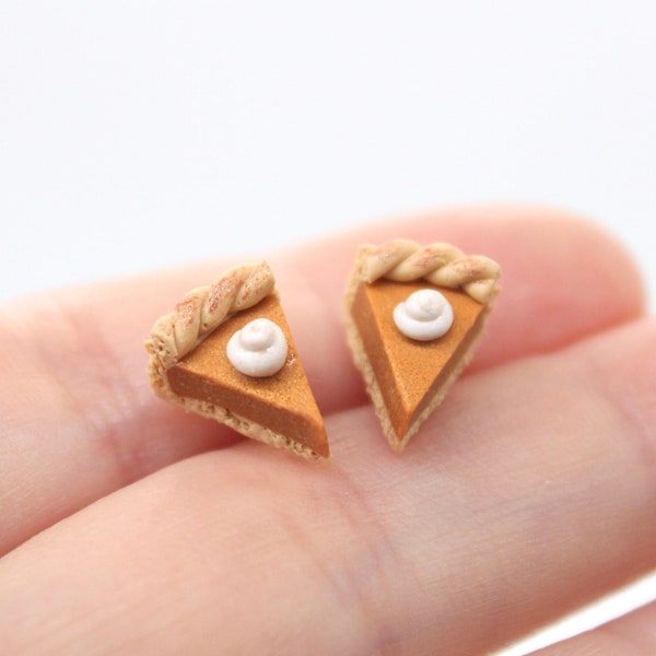 Pumpkin Pie Stud Earrings – Fall Earrings – Miniature Food Earrings – Birthday Gift – Holiday Earrings – Polymer Clay Earrings