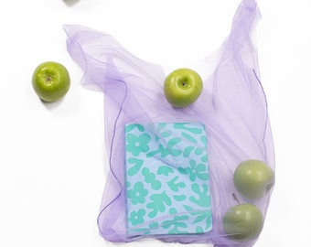 Bolsa de compras color lila pastel / Bolsa de malla ecológica / Bolsa de tul transparente / Bolsa de supermercado ligera y reutilizable / Bolsa de compras elástica y transparente