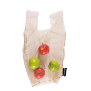 Mesh Market Bag – Reusable Grocery Tote | Lightweight Foldable Produce Bag | Eco-Friendly Purple Net Bag | Handmade in Australia, CLAY Small